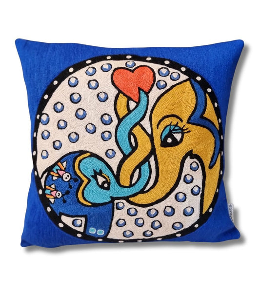 Pude - EleFantastisk Omsorg - Blå - 100 % håndlavet