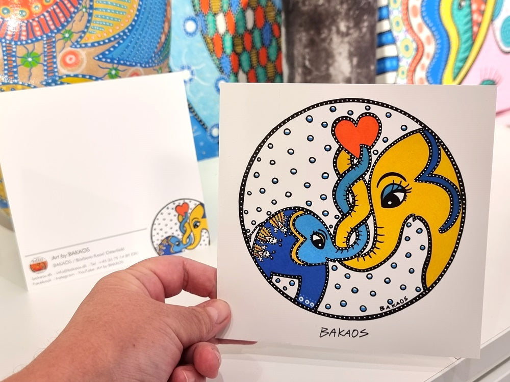 Kunstkort m. kuvert - EleFantastisk Omsorg