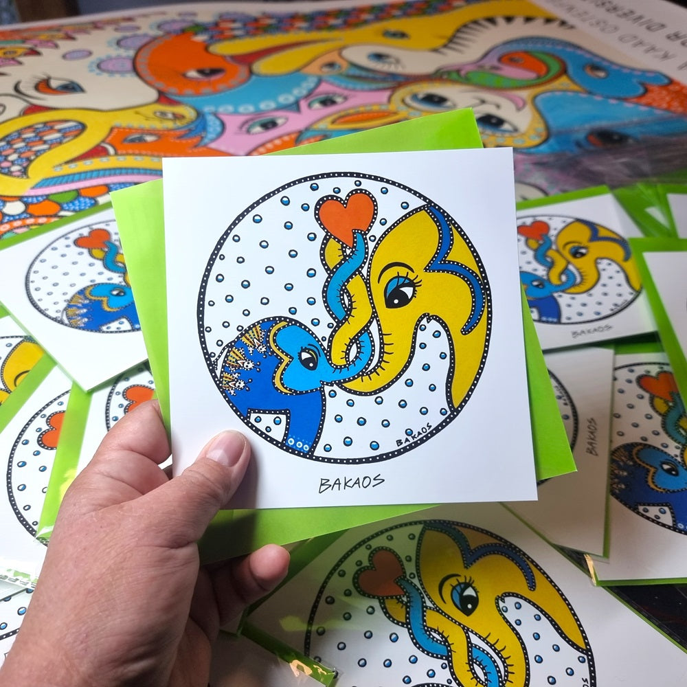 Kunstkort m. kuvert - EleFantastisk Omsorg